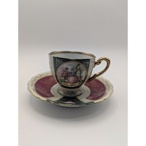 ANTIQUE Early HAND PAINTED Small PLATE DISH And‎ Tea Cup Japan Cottagecore